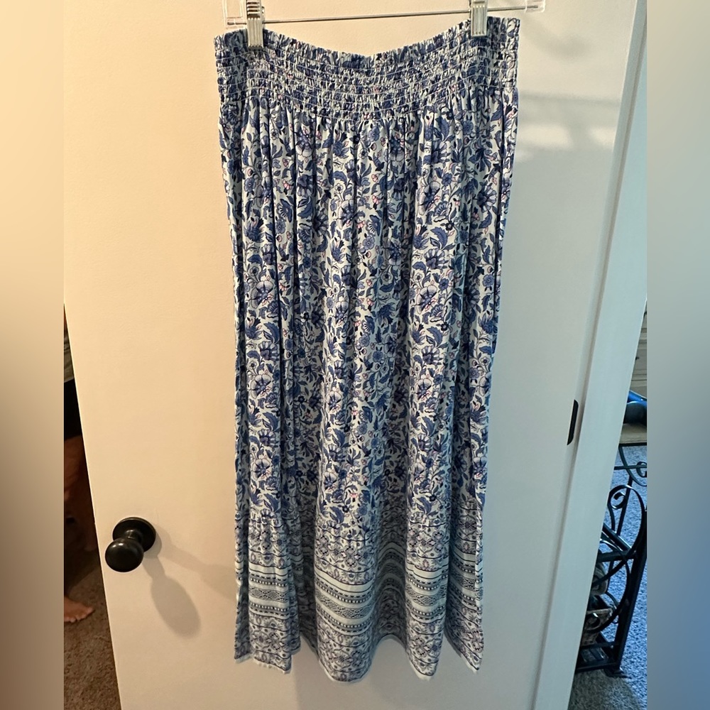 NWT JJill maxi skirt. XS, floral aqua multicolor - Picture 2 of 7